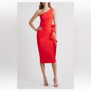 Chiara Boni Nihal one shoulder side ruffle cocktail dress